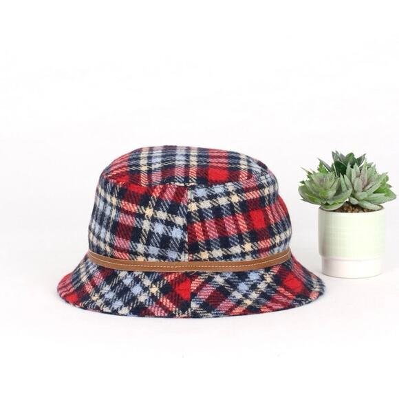 Coach Plaid Wool Bucket Hat - Picture 1 of 6
